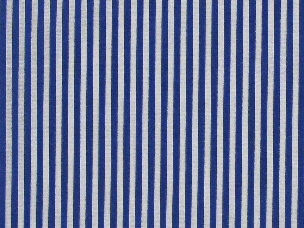 Wylie Dark Blue and White Candy Striped Polyester and Cotton