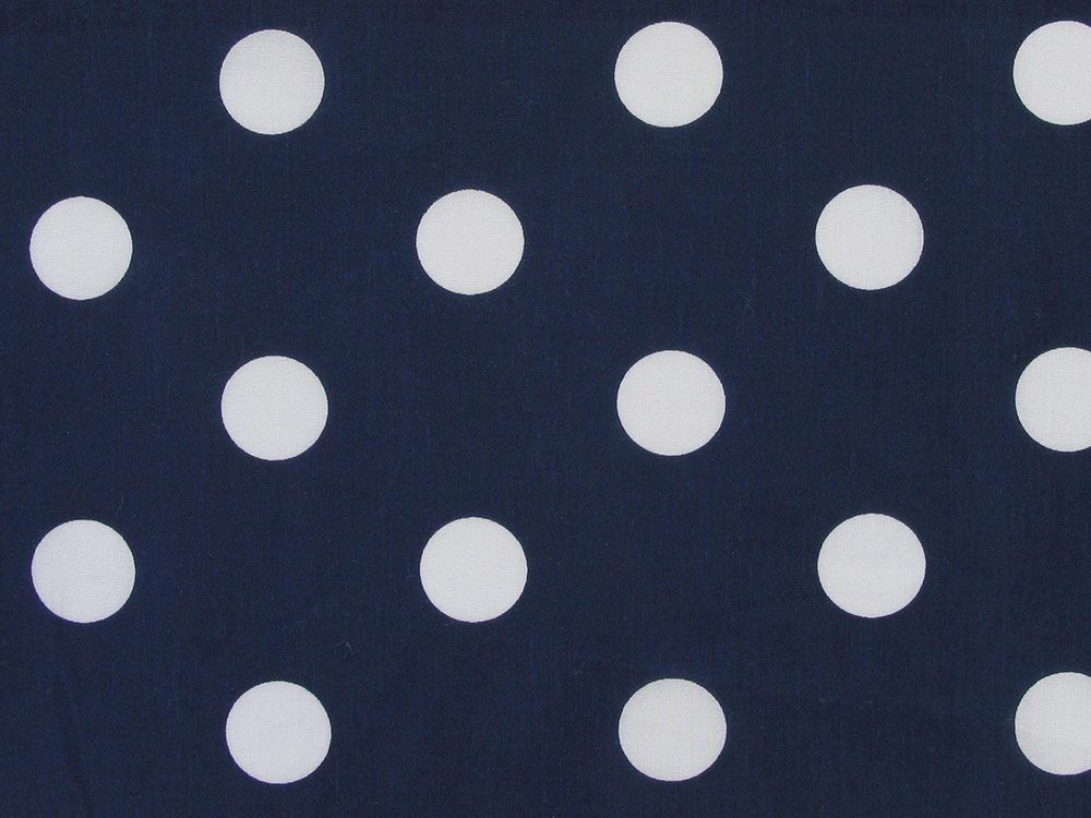 Large Red Polka Dots on White Cotton Blend Fabric
