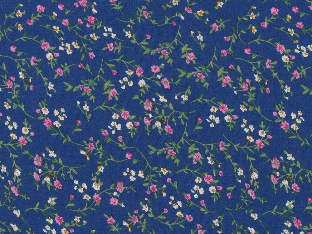 Ditsy Rose Garden Viscose Print, Royal