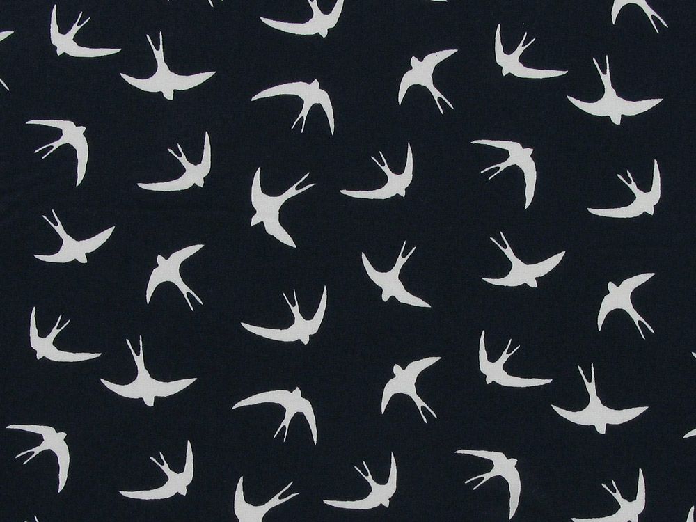 Swooping Swallows Cotton Poplin Print, Navy