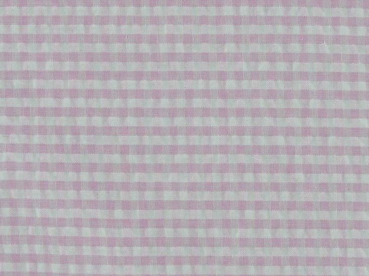 Polycotton Seersucker Mini Gingham, Pink