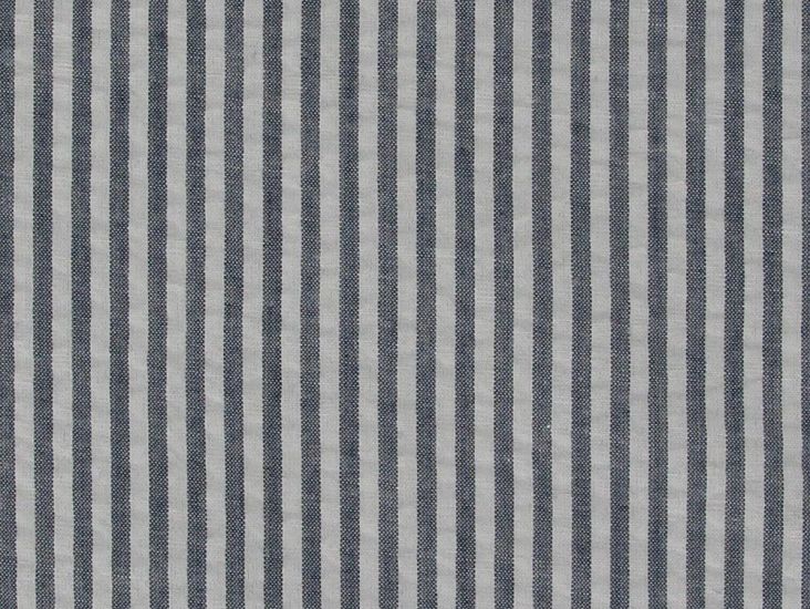 Polycotton Seersucker Stripe, Navy