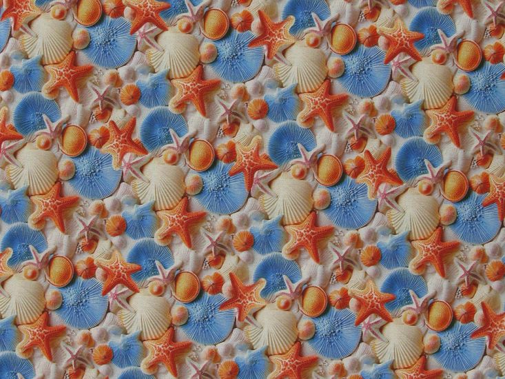 3D Fantasy Cotton Print, Sea Sheels