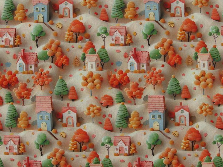 3D Fantasy Cotton Print, Suburbia