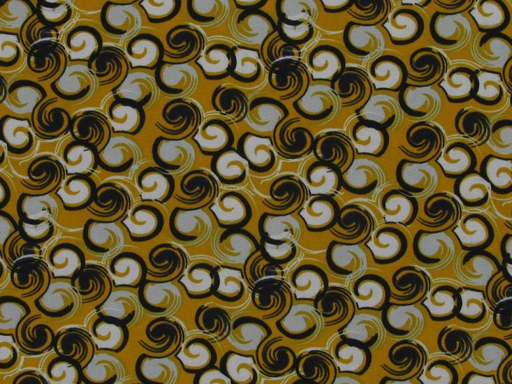 Abstract Swirls Crepe De Chine, Ochre