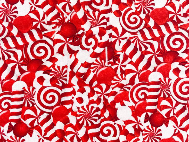 Allover Christmas Candy Cane Cotton Print