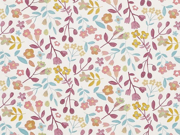 Betty Flora Curtain Fabric, Parma Violet