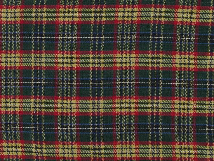 Bonded Tartan Cotton Roll End, Red And Green, 0.6m