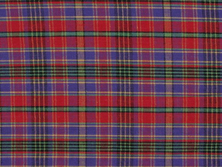 Bonded Tartan Cotton Roll End, Red And Purple, 0.5m