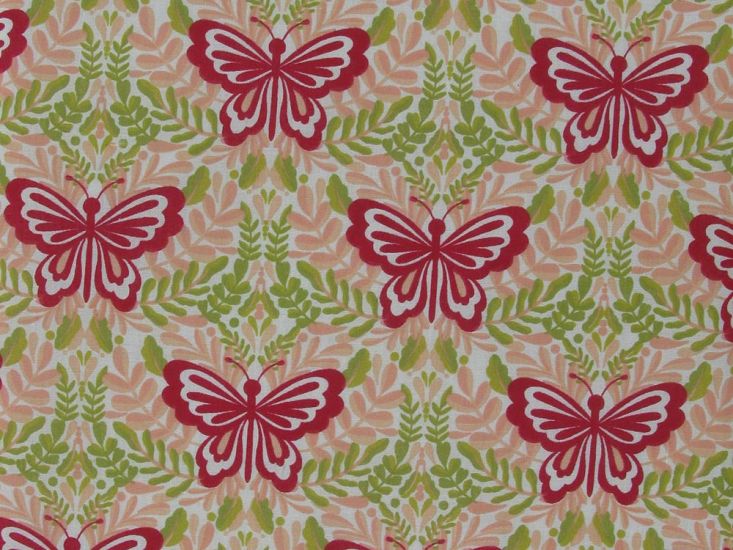 Butterfly Bouquet Polycotton Print, Pink