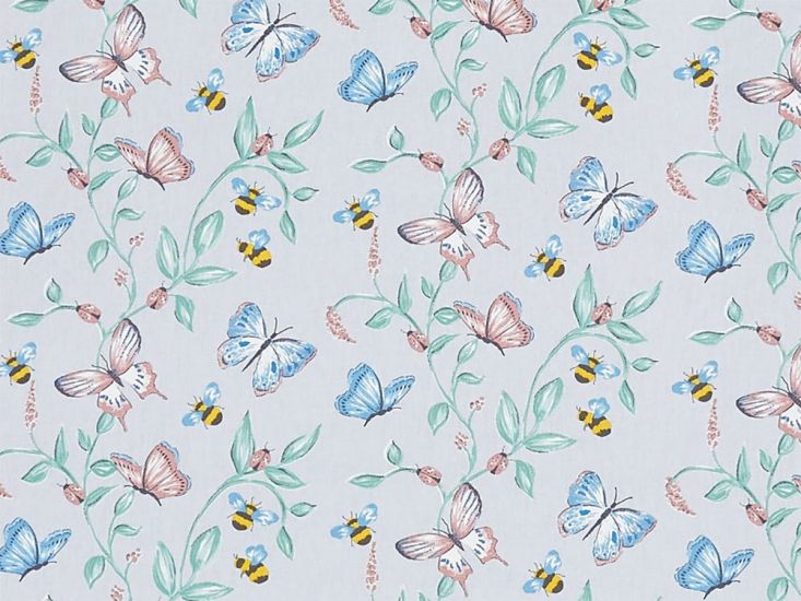 Butterfly Bumblebee Cotton Curtain Fabric, Bon Bon