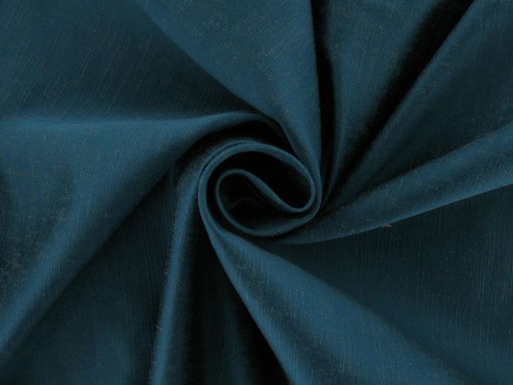 Carnaby Silk Look Curtain Fabric, Teal