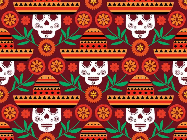 Carnival Collection Bi-Stretch Panama, Sombrero Skull