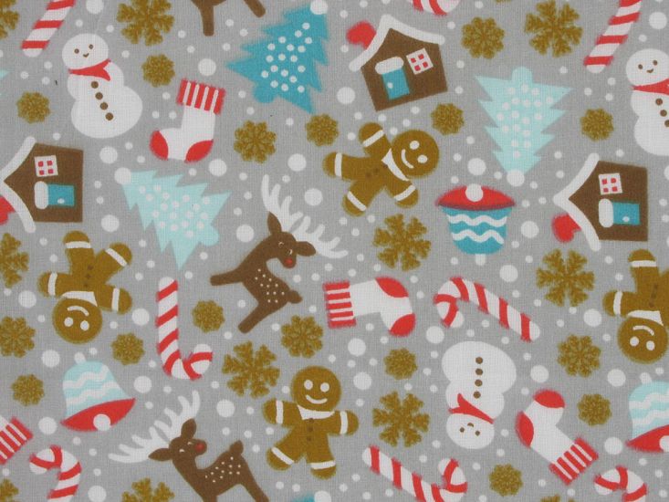 Christmas Delights Polycotton Print, Silver