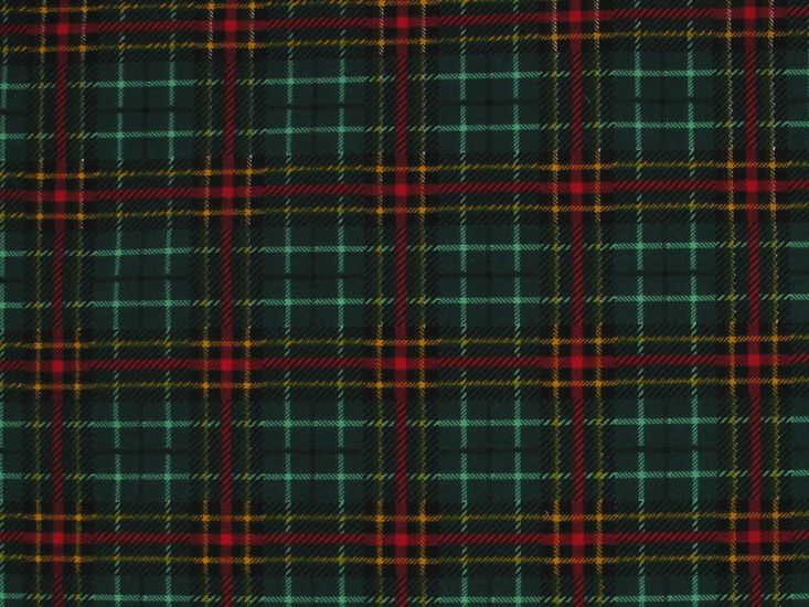 Christmas Tartan Polycotton Print, Green