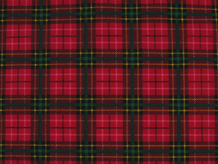 Christmas Tartan Polycotton Print, Red