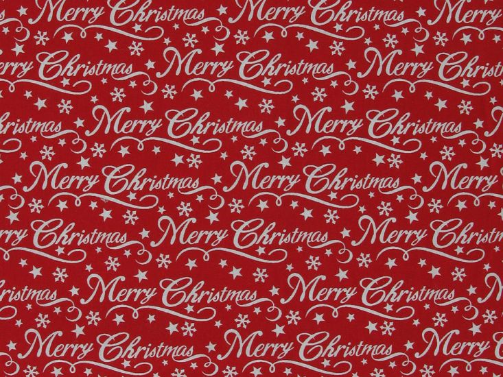 Christmas Wishes Polycotton Print, Red