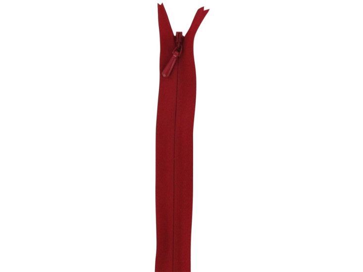 Concealed Invisible Closed End Dress Zip, 9 Inch, Red