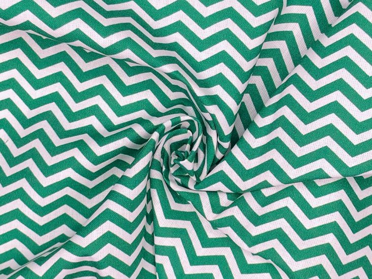 Craft Collection Cotton Print, Chevron, Emerald