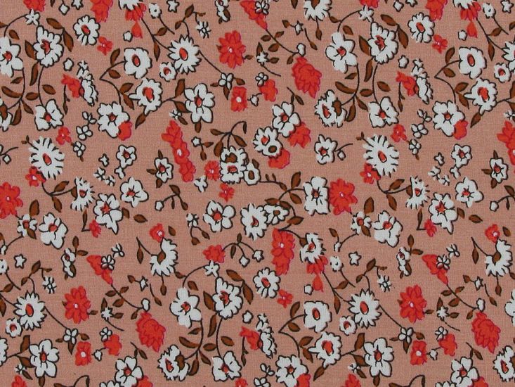 Daisy Parade Viscose Poplin Print, Salmon