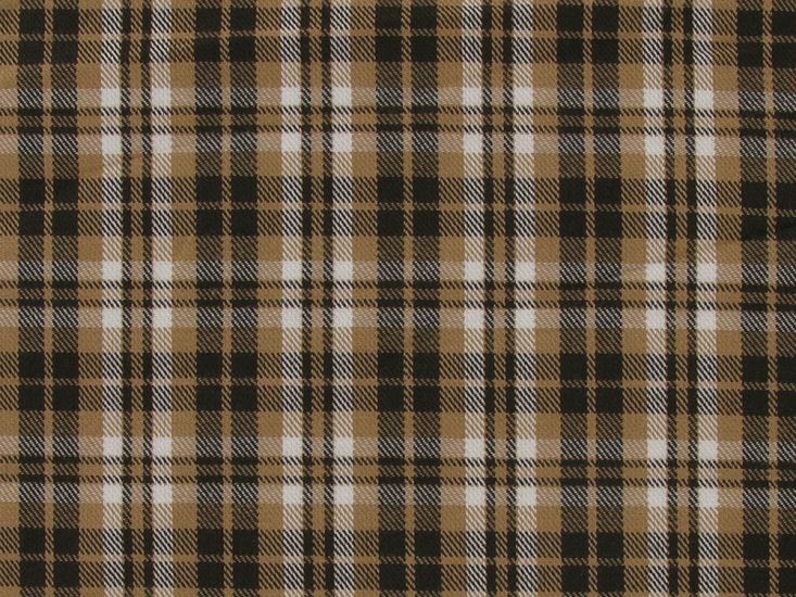 Designer Deadstock Polyviscose Woven Check, Toffee