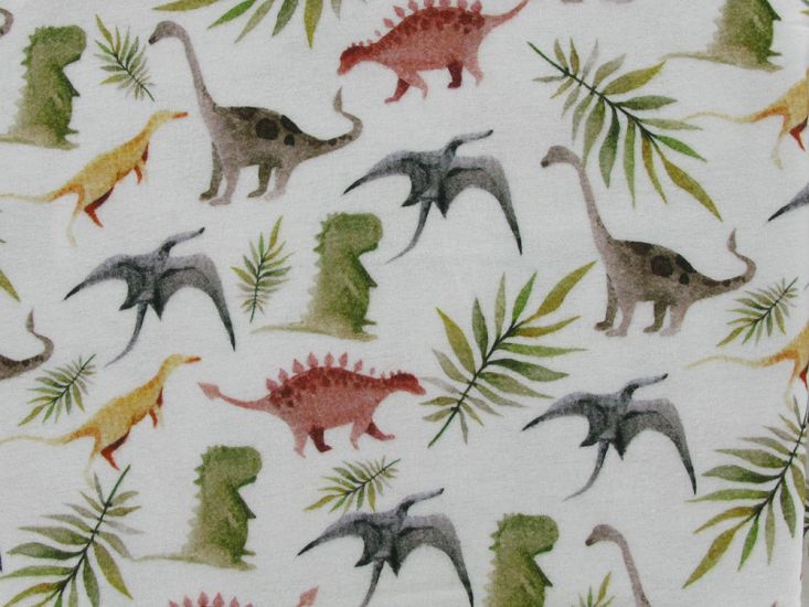 Dino Leaves Cotton Flannel Print