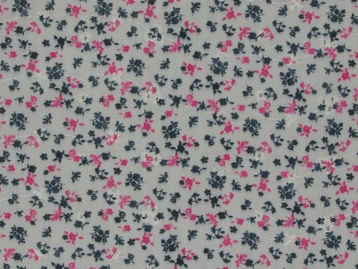 Ditsy Garden Printed Embroidered Anglaise, Pink