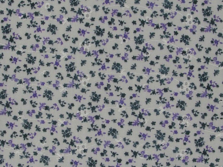 Ditsy Garden Printed Embroidered Anglaise, Purple