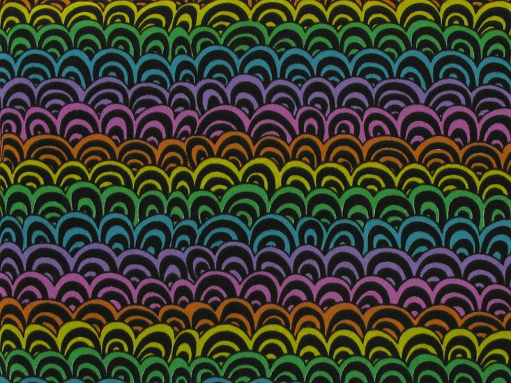 Doodle Rainbows Polycotton Print, Black