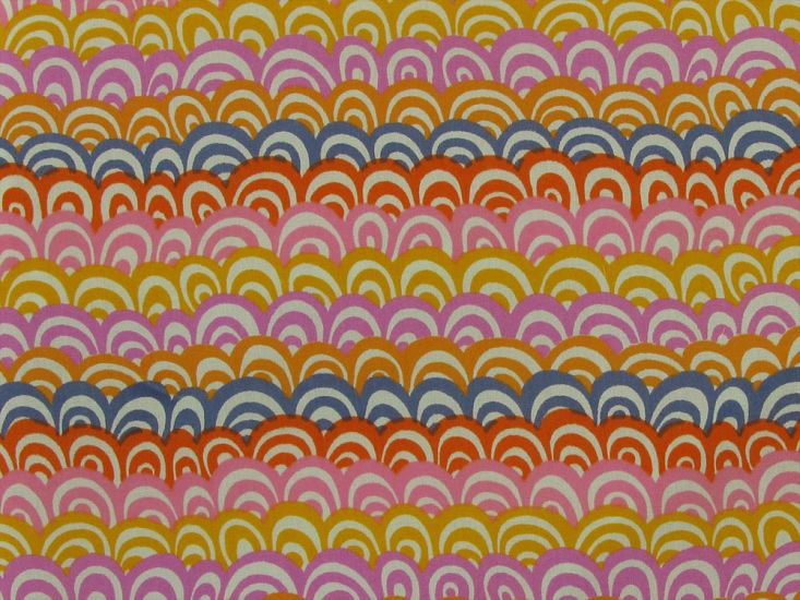 Doodle Rainbows Polycotton Print, Sand