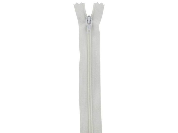 Closed End Dress Zip, 22 Inch, White