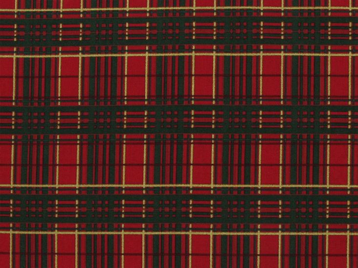 Festive Tartan Cotton Print, Red