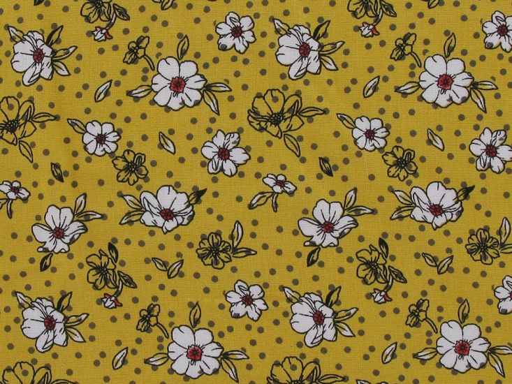 Floating Floral Viscose Print, Yellow