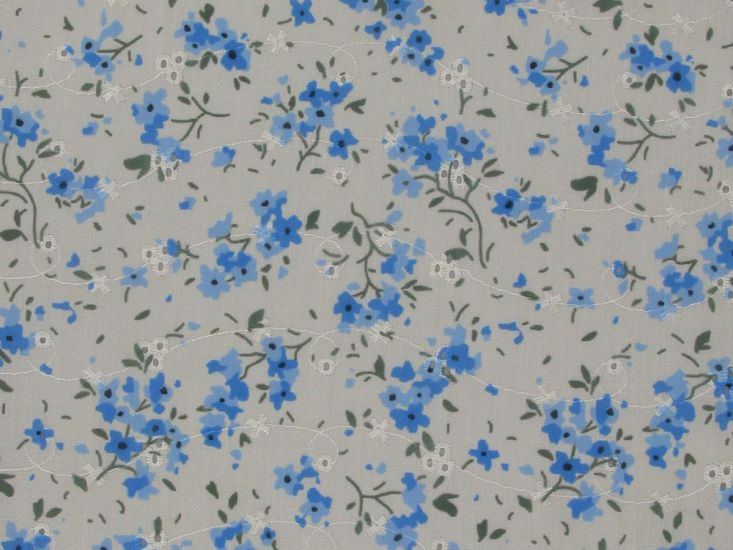 Flora Float Printed Embroidered Anglaise, Blue