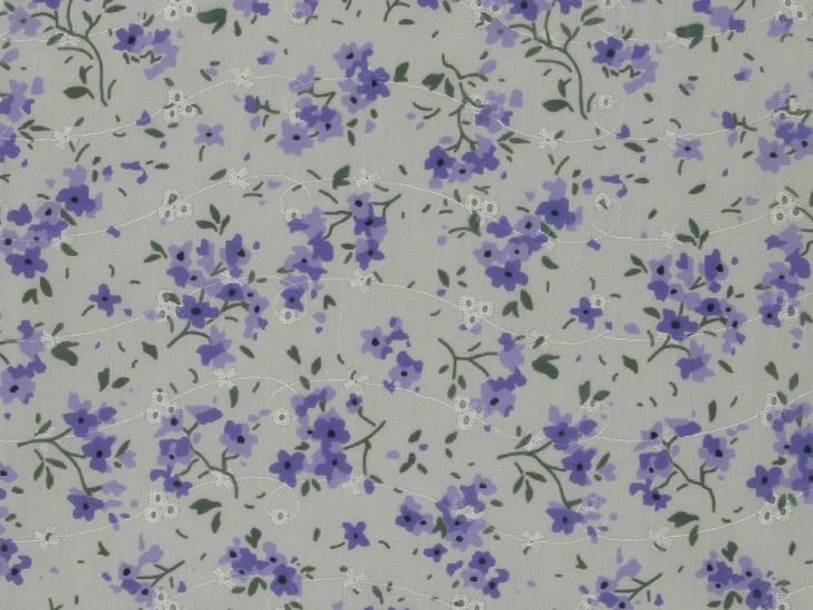 Flora Float Printed Embroidered Anglaise, Purple