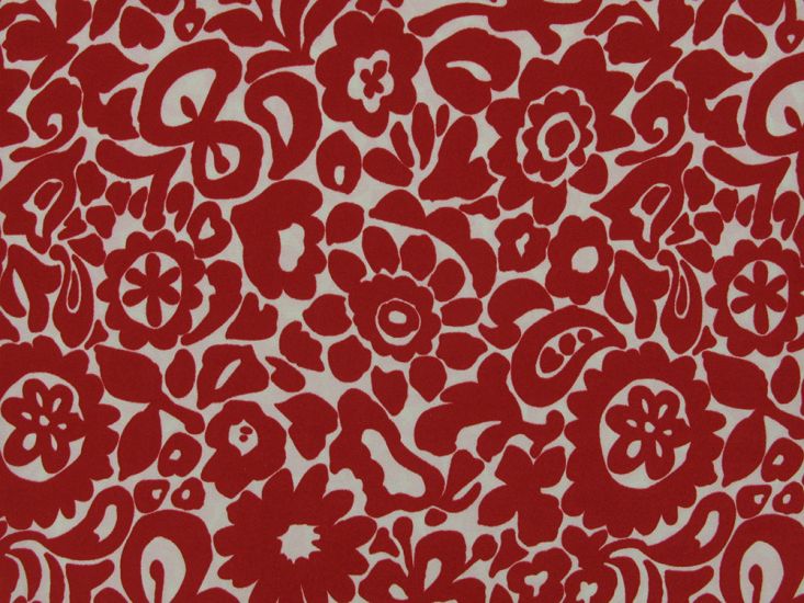 Floral Roses Crepe De Chine, Red