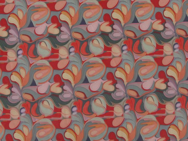 Floral Swirls Printed Power Mesh, Peach