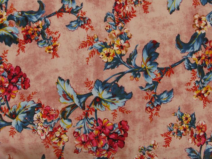 Floral Vines Crepe De Chine, Dusky Pink