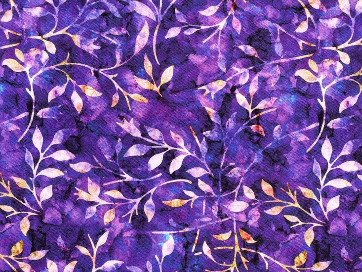 Forest Trail Batik Style Cotton Print, Purple