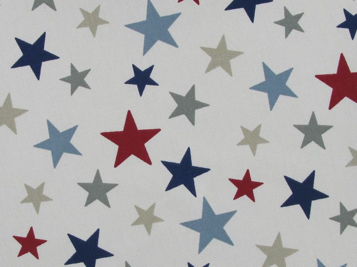 Funky Stars Cotton Curtain Fabric, White