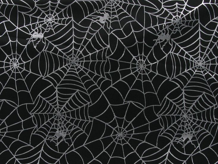 Halloween Polyester Foil Knit, Spiders Web