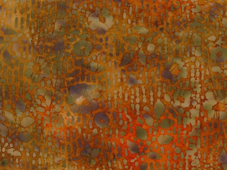 Indian Batik Cotton, Jasmine Patch, Tangerine