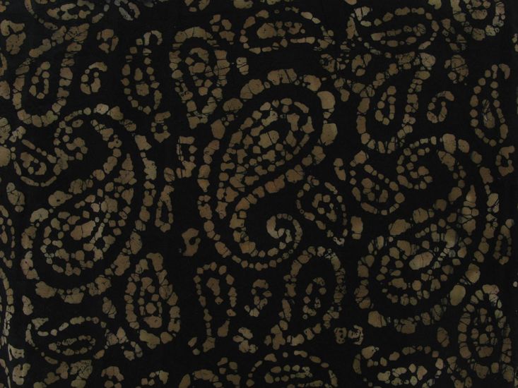 Indian Batik Cotton, Paisley Bloom, Brown