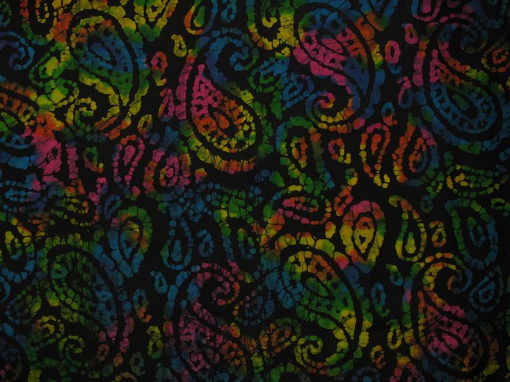 Indian Batik Cotton, Paisley Burst, Onyx