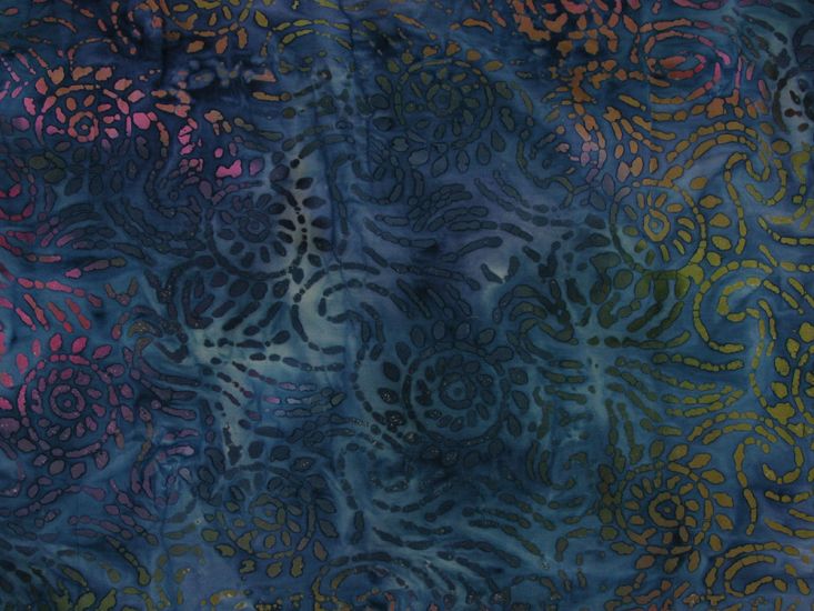 Indian Batik Cotton, Whirlwind, Cerulean