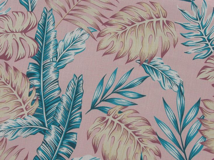 Island Palm Trees Stretch Cotton Linen, Cotton Candy