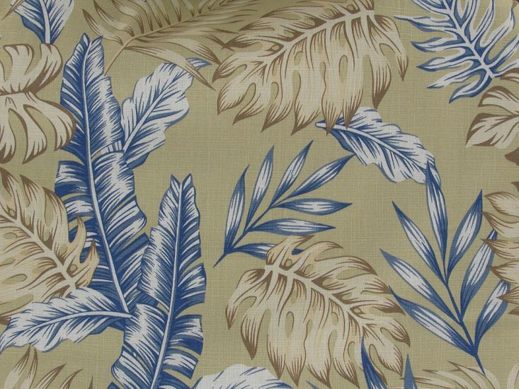 Island Palm Trees Stretch Cotton Linen, Golden Sand