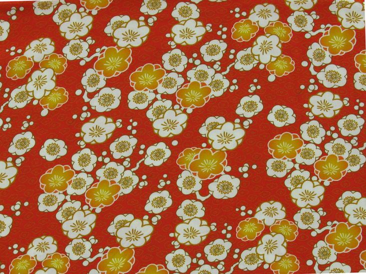 Japanese Blossoms Viscose Poplin Print, Red