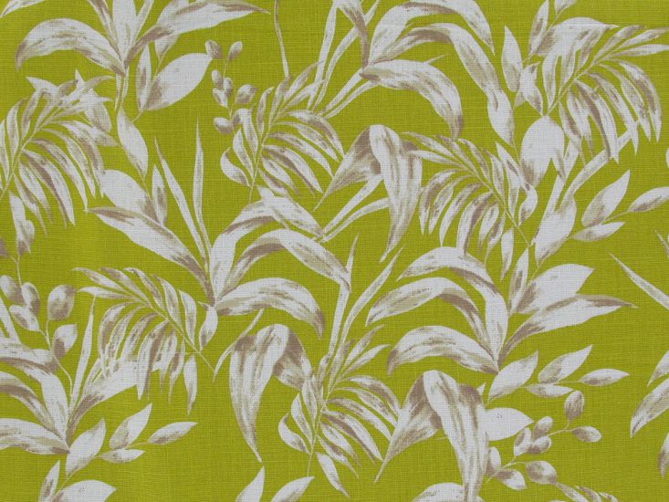 Jungle Leaf Stretch Cotton Linen, Chartreuse