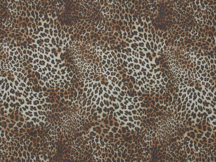 Leopard Print Cotton Rich Panama Canvas, Brown